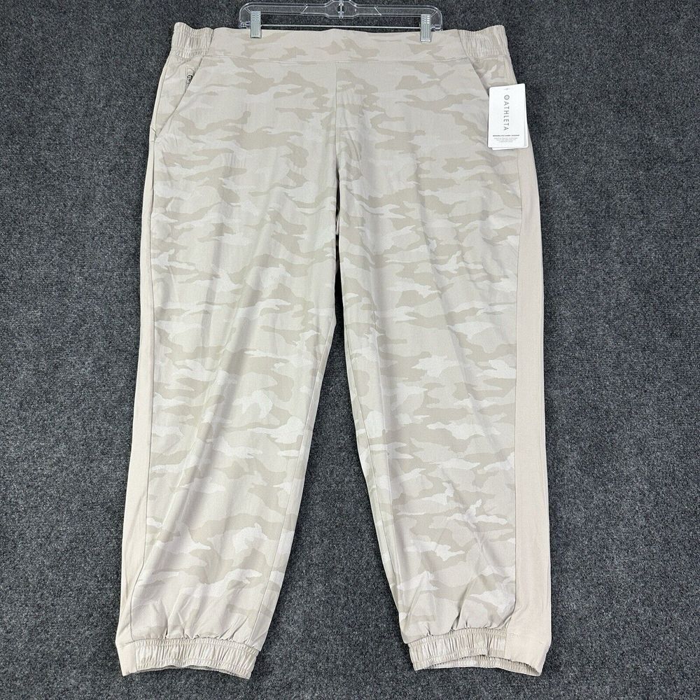 Athleta Joggers Womens 24 Tan‎ Brooklyn Camo Lightweight Stretch Plus Size NEW
